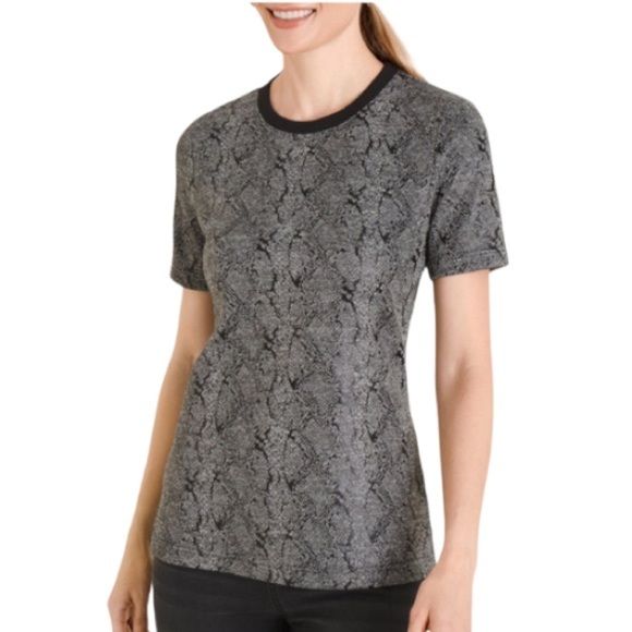 CHICO’S Snake-Print Jacquard Gray Black Tee Top $59.50 NWT 0 - Picture 7 of 10
